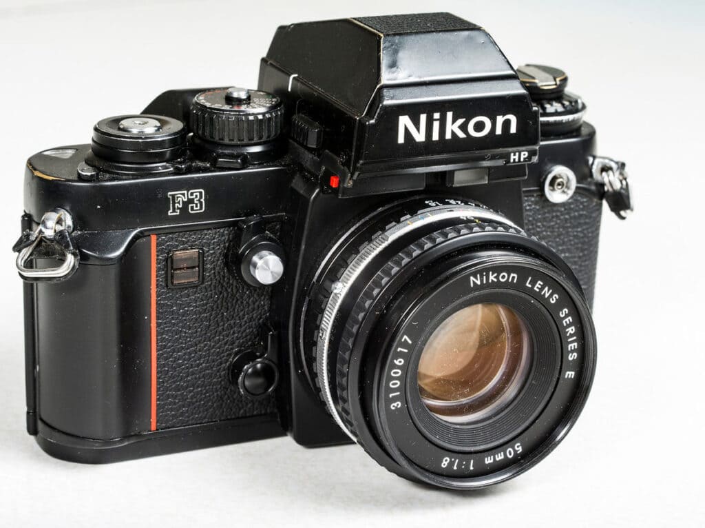 black colored nikon F