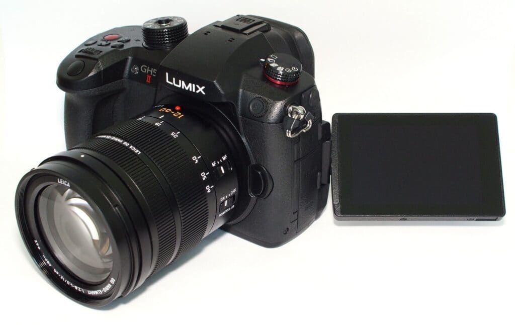 lumix GH camera infront of a transparent background