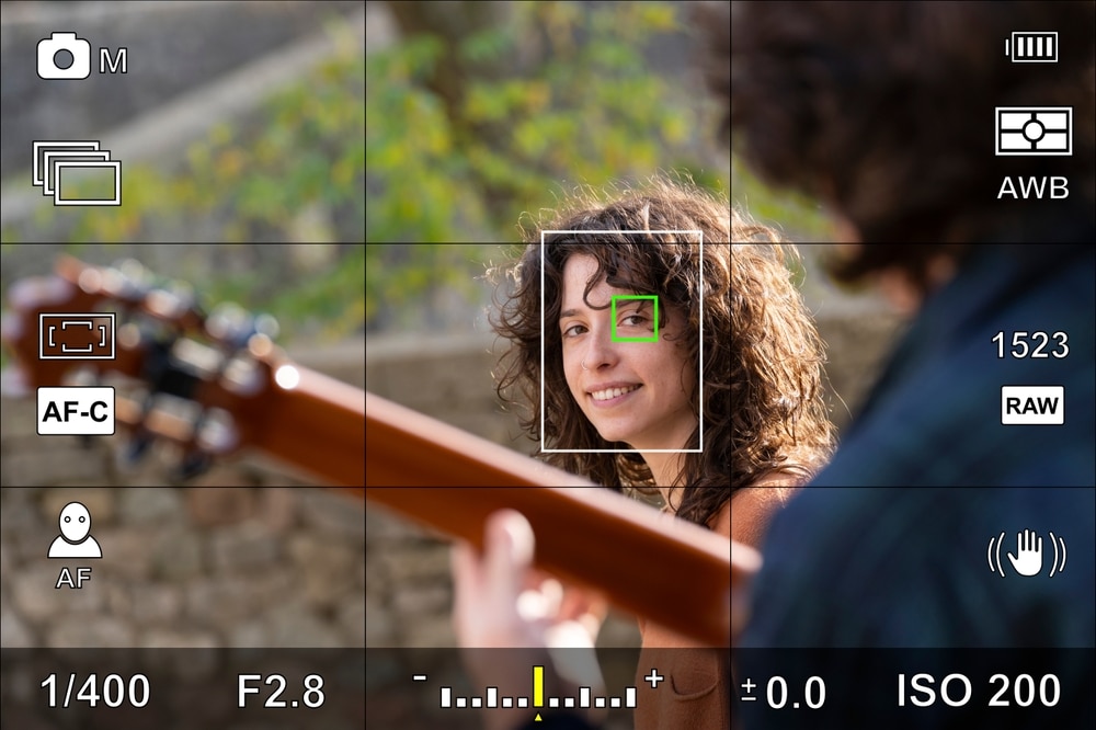 Screen Or Camera Viewfinder With The Photographic Settings Of A